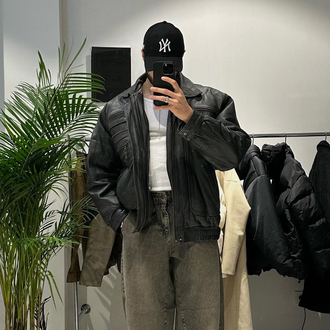 Vintage Oversize Bomber Deri Mont