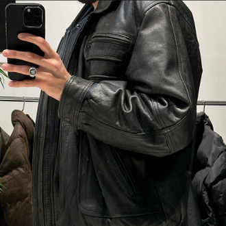 Vintage Oversize Bomber Deri Mont