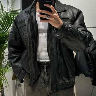 Vintage Oversize Bomber Deri Mont