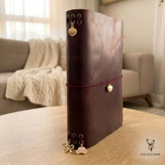 A5 Bordo Deri Defter Kılıfı | El Yapımı