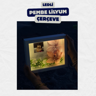 Pembe Lilyum Çerçeve - Ledli