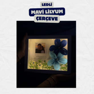 Mavi Lilyum Çerçeve - Ledli