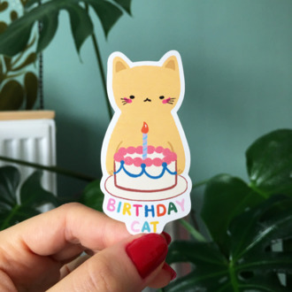 Birthday Cat Sticker