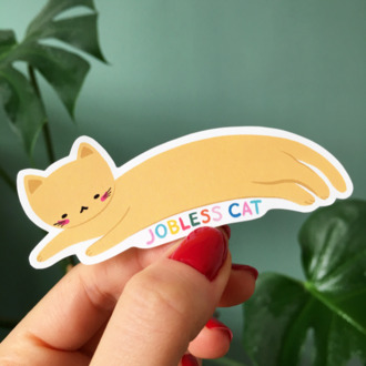 Jobless Cat Sticker