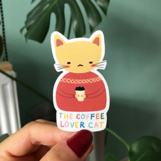 The Coffee Lover Cat Sticker