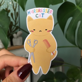 Hairdresser Cat Sticker