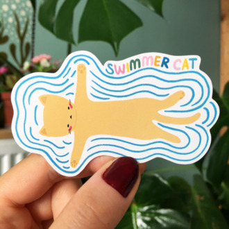 Swimmer Cat Sticker