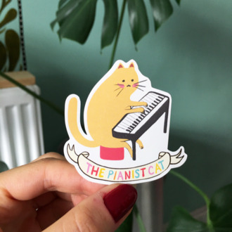 The Pianist Cat Sticker
