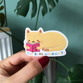 The Book Worm Kitty Sticker