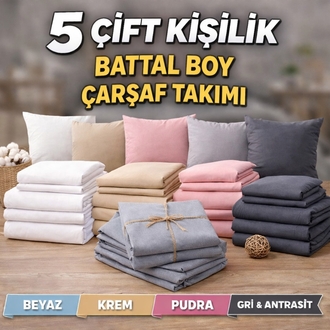 5 Adet ( BATTAL BOY ) ÇARŞAF TAKIMI 