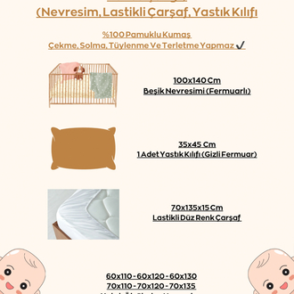 %100 Pamuklu Kumaş Minik Figürler Bebek Nevresim Takımı
