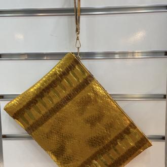 CLUTCH (El Çanta ) Gold Kobra Baskı