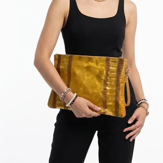 CLUTCH (El Çanta ) Gold Kobra Baskı