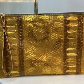 CLUTCH (El Çanta ) Gold Kobra Baskı