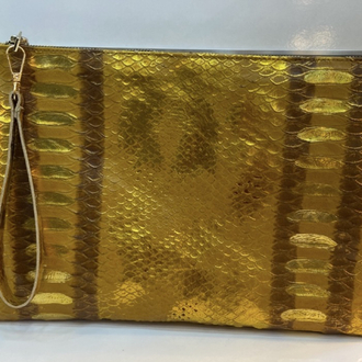 CLUTCH (El Çanta ) Gold Kobra Baskı
