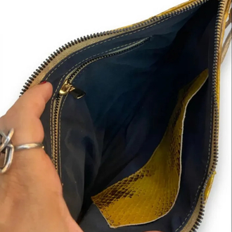 CLUTCH (El Çanta ) Gold Kobra Baskı