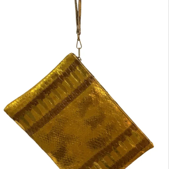 CLUTCH (El Çanta ) Gold Kobra Baskı