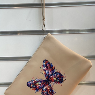 CLUTCH ( El Çanta ) Pudra Kelebek Baskılı