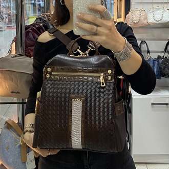KAREN K-019 Kahve Bottega Boy 32 cm En 34 cm Sırt ve Kol Çantası 