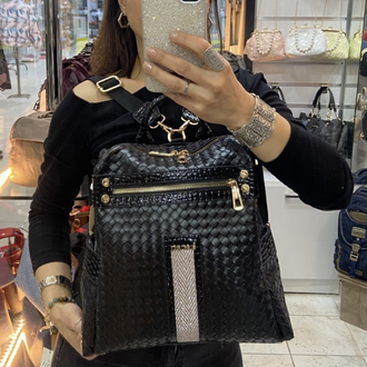 KAREN K-019 Siyah Bottega Boy 32 cm En 34 cm Sırt ve Kol Çanta