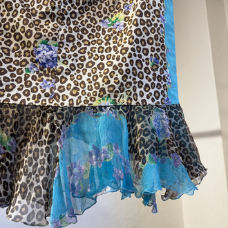 Blumarine S/S 2005 Archive Leopard Floral Silk Skirt