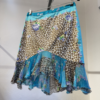 Blumarine S/S 2005 Archive Leopard Floral Silk Skirt