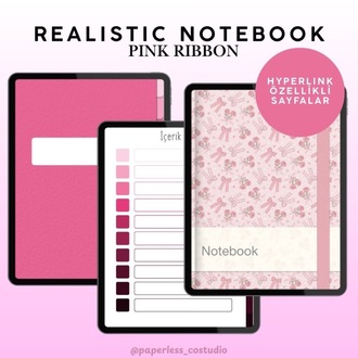 Realistic Pink Ribbon Notebook