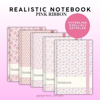 Realistic Pink Ribbon Notebook
