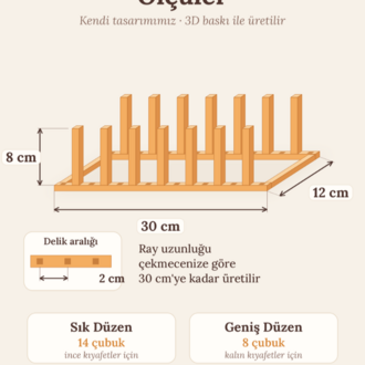 Ayarlanabilir Çubuklu Çekmece Düzenleyici – Kıyafet, Tabak ve Kapak İçin