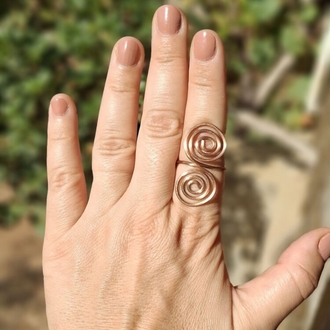 PH042 Bakır Spiral Yüzük Geniş Büyük