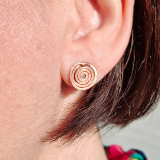 PH121 Bakır Minimal Spiral Döngü Küpe