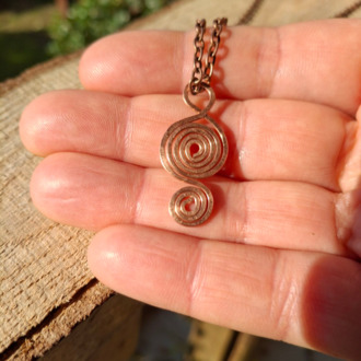 PH074 Bakır İkiz Spiral Kolye