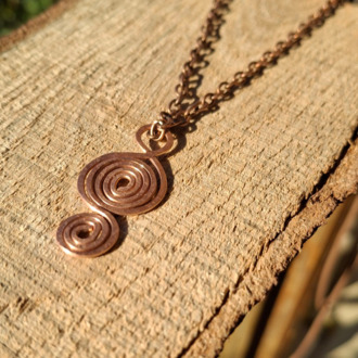 PH074 Bakır İkiz Spiral Kolye