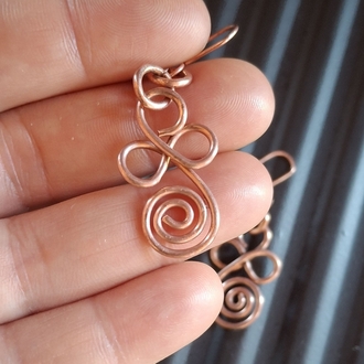 PH127KP Bakır Spiral Uçlu Yonca Küpe