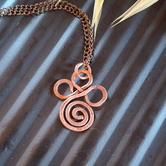 PH127KY Bakır Spiral Uçlu Yonca Kolye