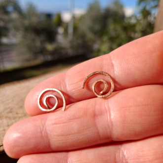 PH070 Bakır Minimal SpiraLuna Küpe