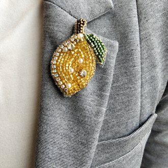 Güneş Limonu Kristal Broş (El İşçiliği)