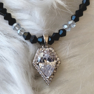 Luna Noir|El yapımı kristal kolye