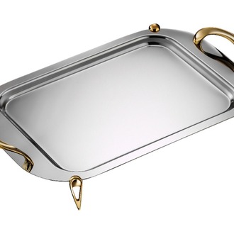 Arsel Duru Gold Kulp Ayaklı Çay Tepsi 31*48 Cm