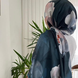 Blueberry Bursa İpeği Çiçek Desenli Şal