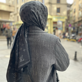 LV Siyah Gri Şal
