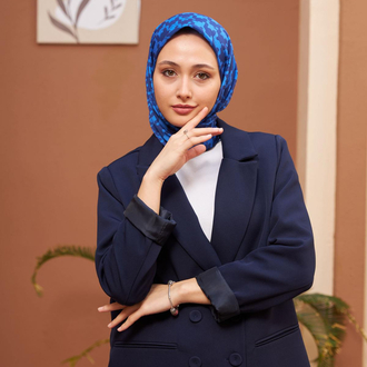 İpekhan Aura Kazayağı Soft Pamuk Viskon Eşarp Lacivert Mavi