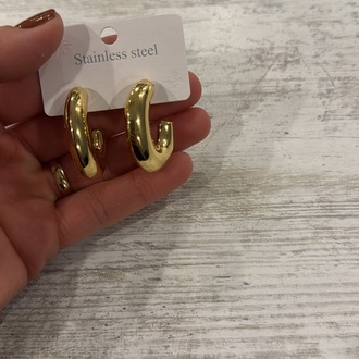Gold Kalın Formlu Halka Küpe – Paslanmaz Çelik