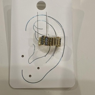 Dik Doku Taş Detaylı Gold Kıkırdak Küpe (Ear Cuff)