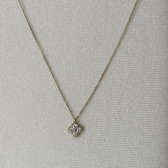 Gold Zirkon Taşlı Yonca Kolye