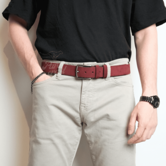 Hakiki Süet Deri Erkek Kemer Bordo 4 Cm