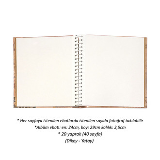 *2187* Yapışkanlı 20 Yaprak Nostaljik Fotoğraf Albüm - 24x29cm | QR EKLE