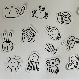 Hayvanlar - 15'li Boyanabilir Sticker Seti