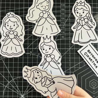 Prensesler - 5'li Boyanabilir Sticker Seti