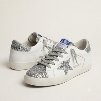 Golden Goose Super-Star Silver Glitter Sneaker


